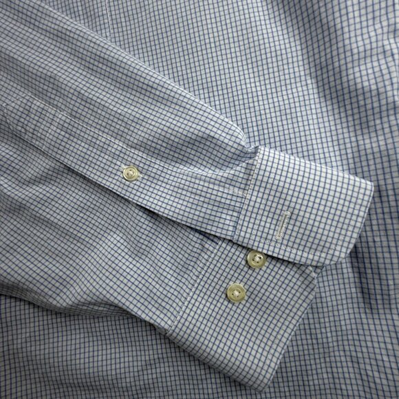Brooks Brothers Button-Down Cotton 18 4/5 Regent Check Blue Non-Iron Shirt Men - Picture 12 of 14